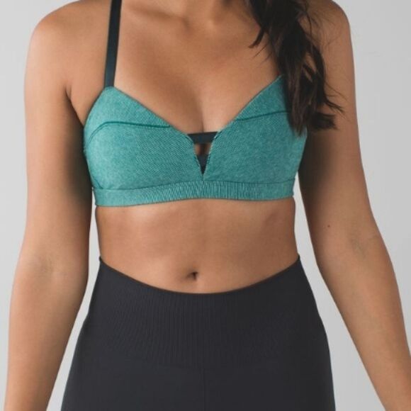 Lululemon Anahatasana Bra - Wee Stripe Heathered Menthol Forage - Picture 1 of 6